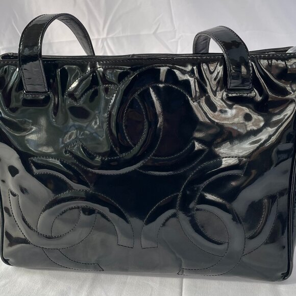 Chanel Triple Coco Mini Tote Handbag - Black Enamel, Made in Italy - Picture 1 of 16